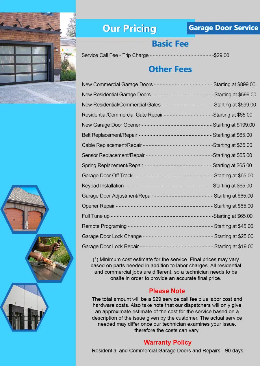 Capitol Garage Door Service Cumberland, RI 401-300-0545 - pricelist4